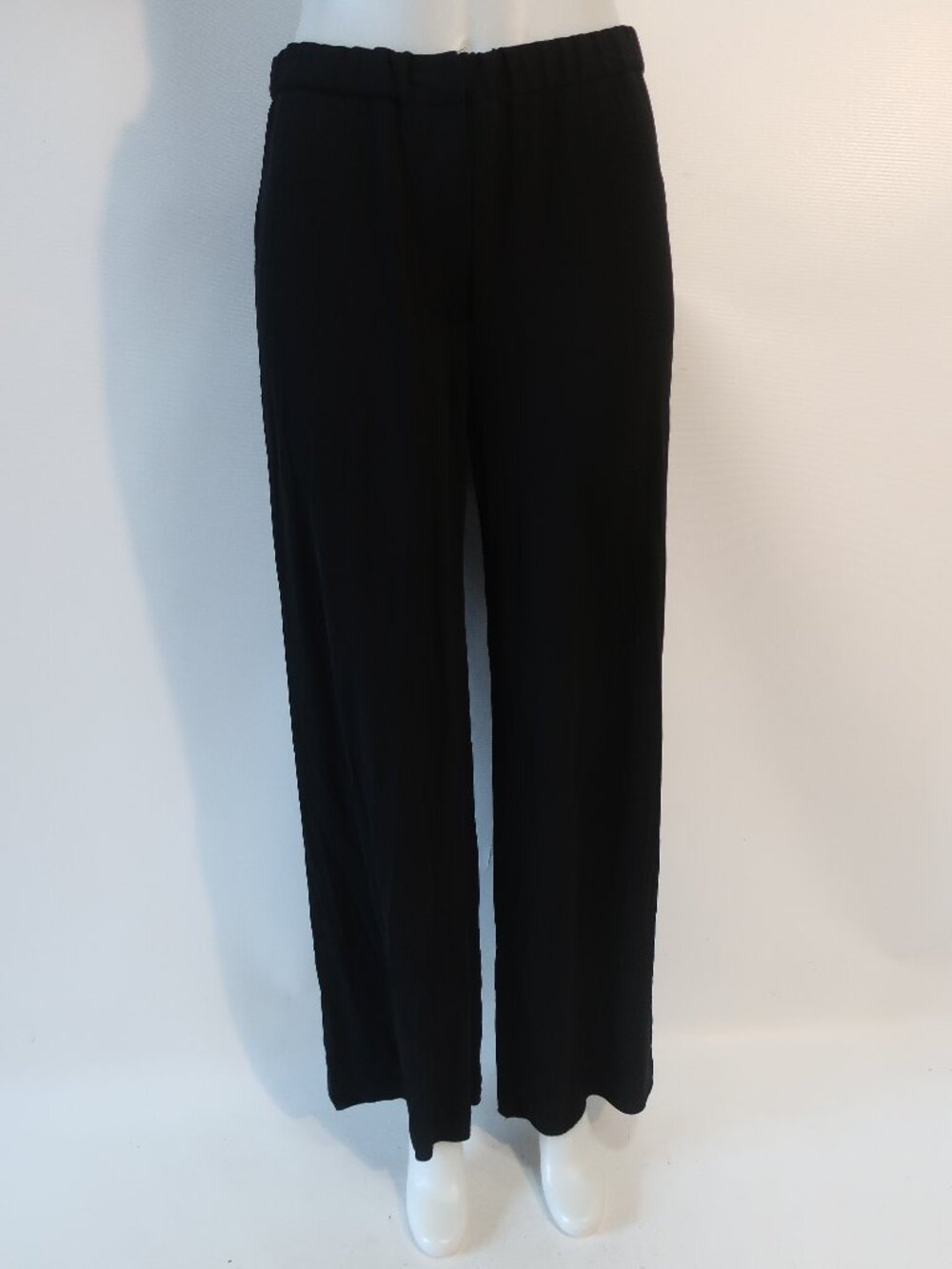 Womens Donna Karan Black Label Black Elastic Waist Wide Leg Pants 12